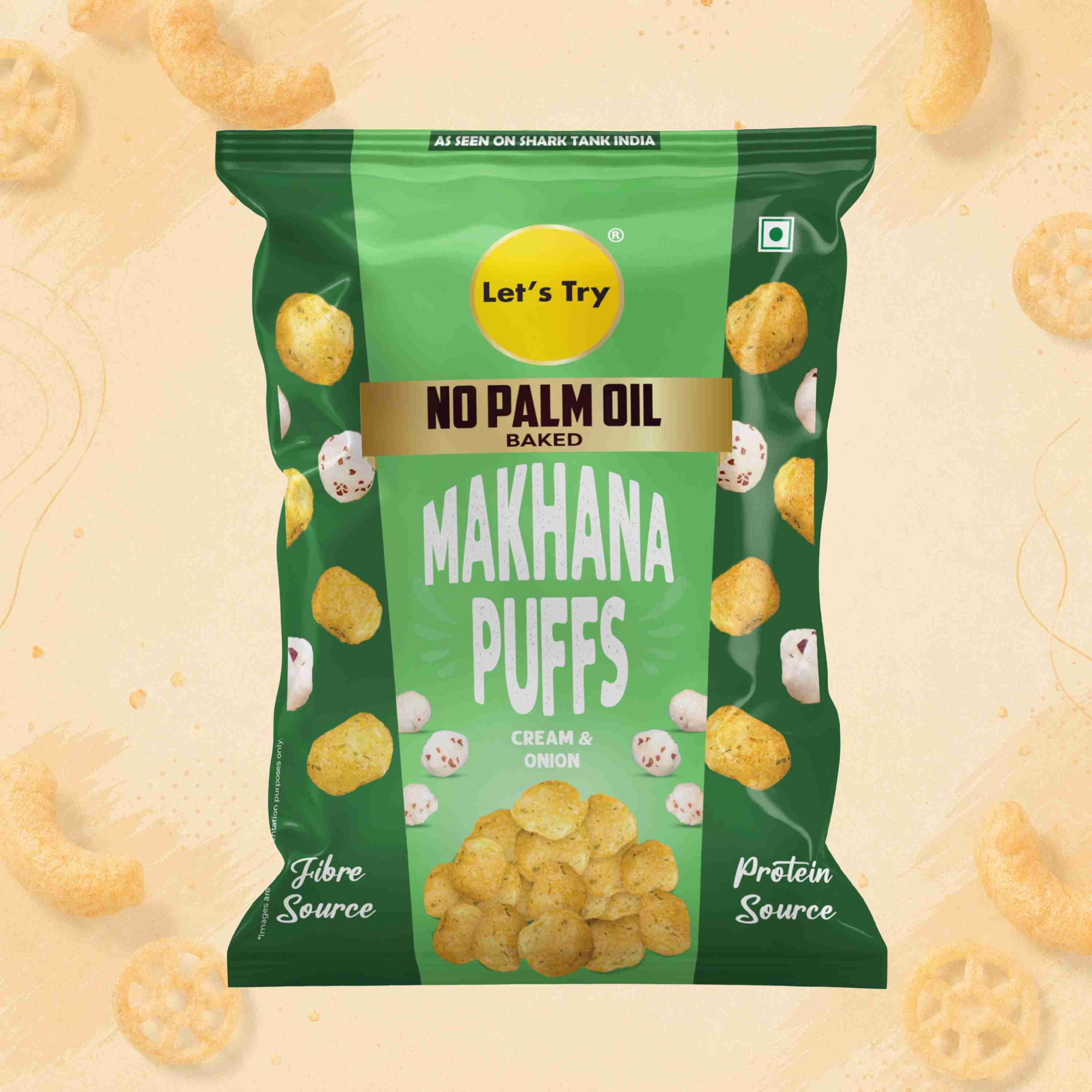Makhana Puff Cream Onion – Roasted Makhana, No Palm Oil, No Maida | Buy Online India | Let's Try Foods
