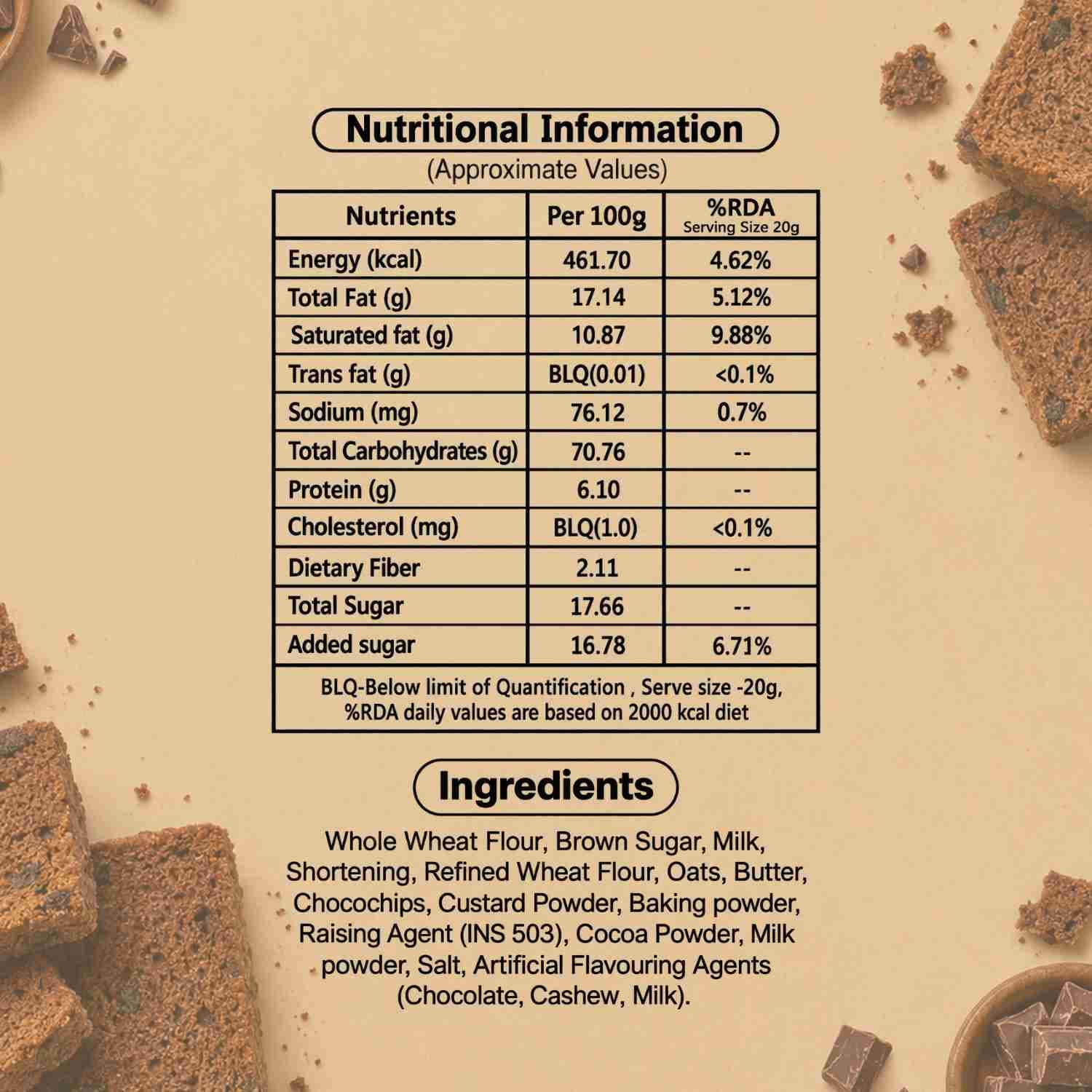 Chocolate Cake Rusk 200g Nutrition Facts | Healthy Healthy Rusk | Let's Try Foods