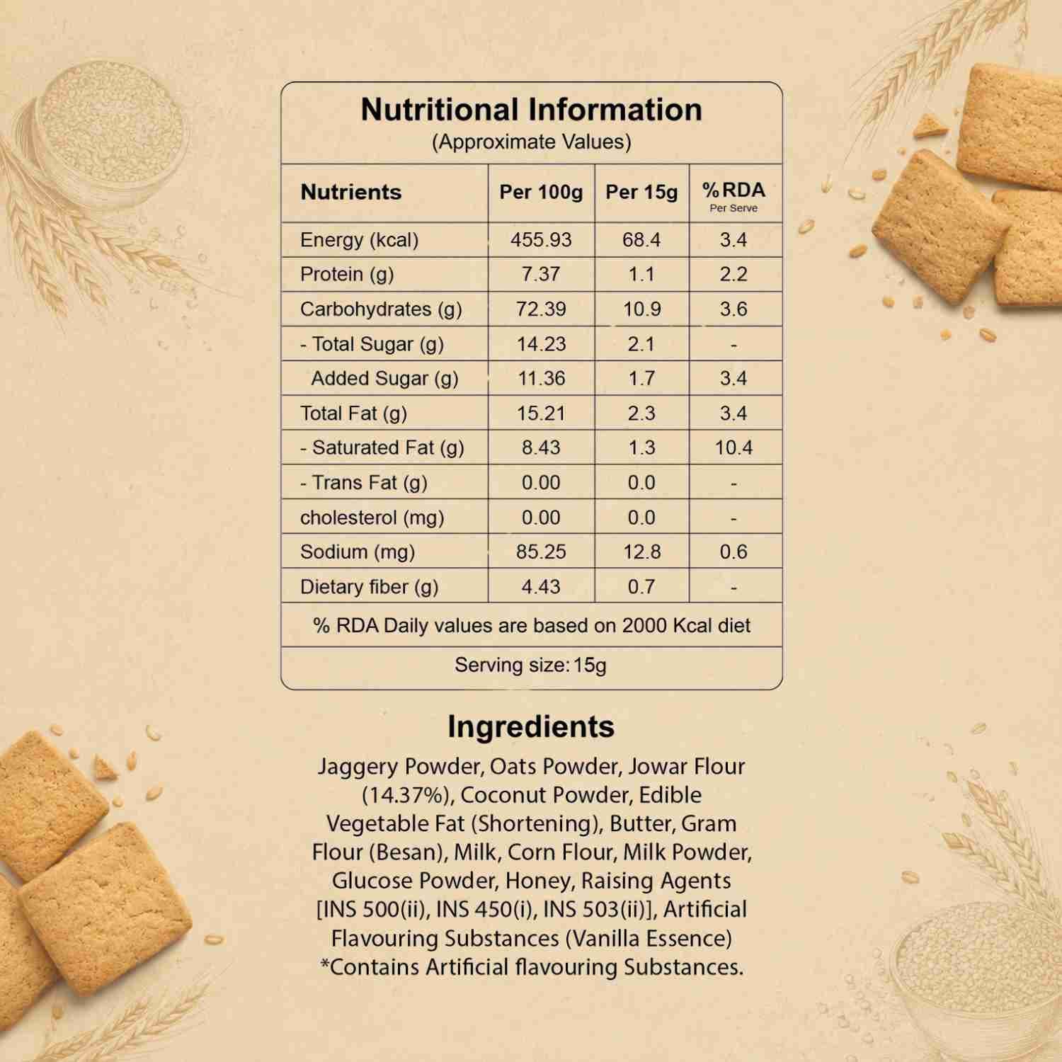 Jowar Millet Cookies Nutrition Facts – Calories & Ingredients | Healthy Healthy Cookies | Let's Try Foods