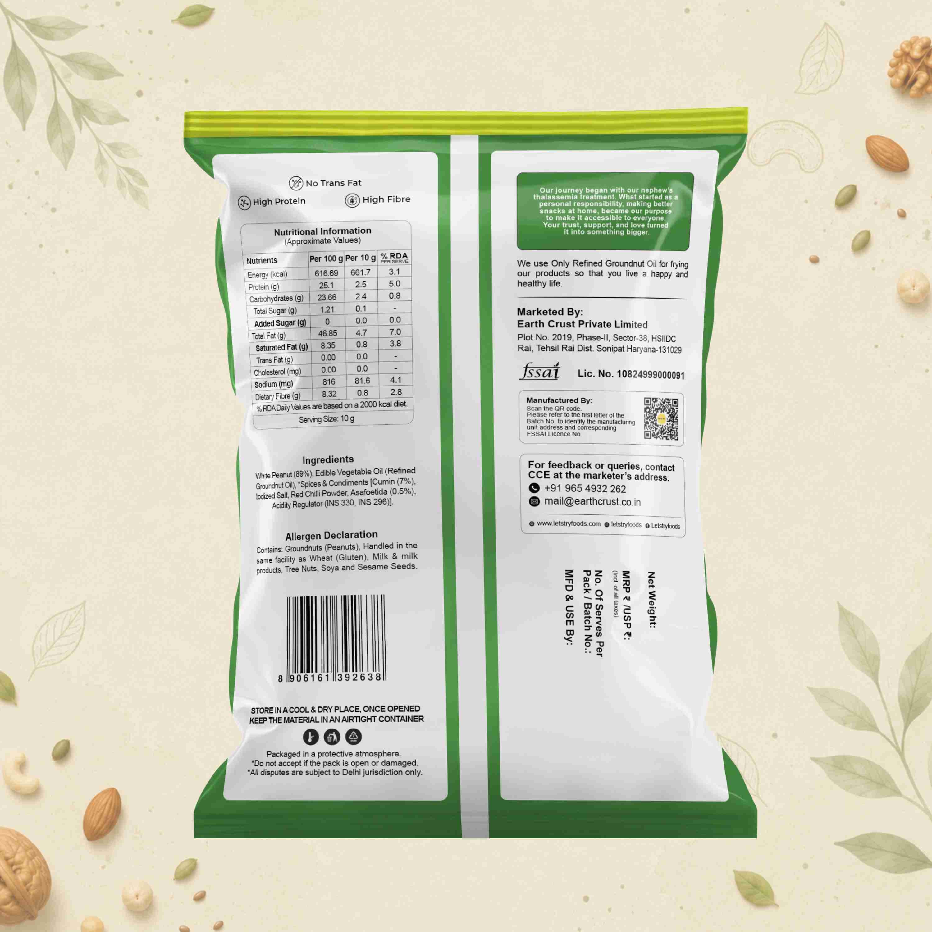 Hing Jeera Roasted Peanuts Ingredients & Nutritional Label – No Palm Oil, No Maida Clean Label Healthy Roast | Let's Try Foods