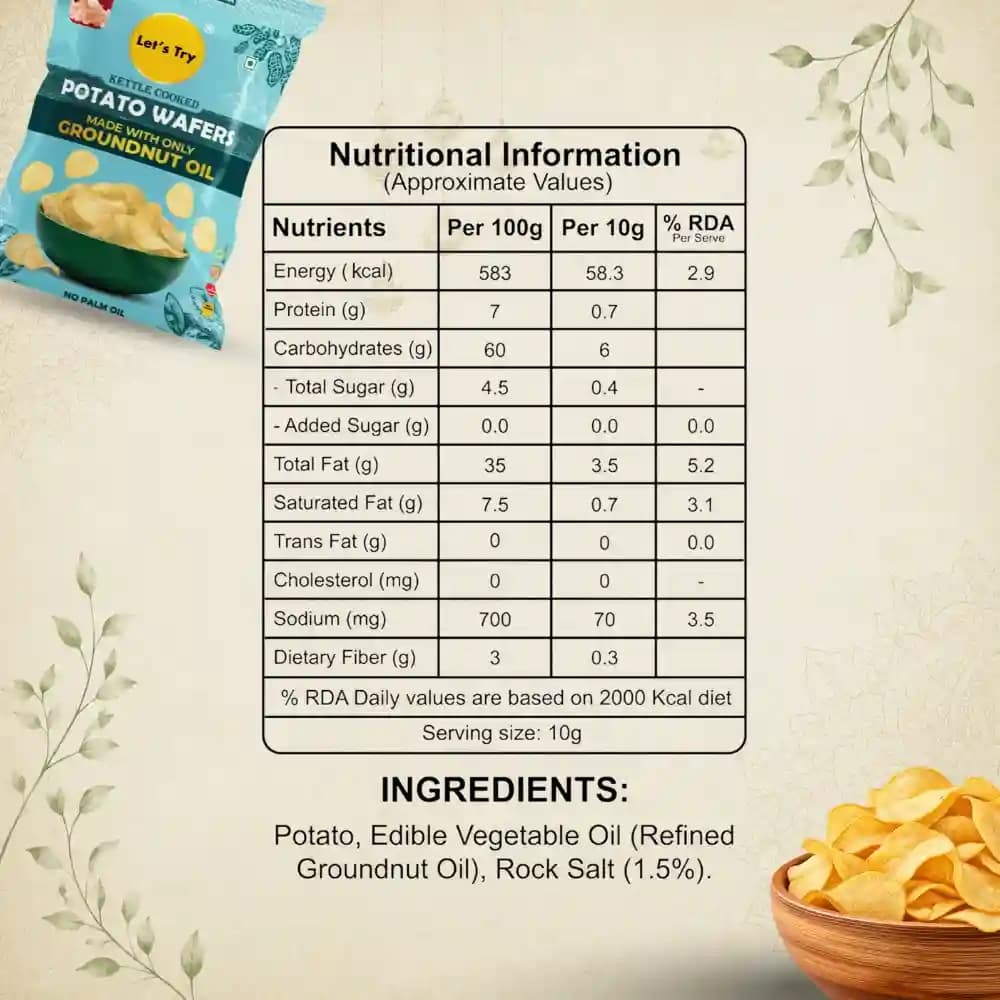 Potato Wafers Nutrition Facts – Calories & Ingredients | Healthy Healthy Chips | Let's Try Foods