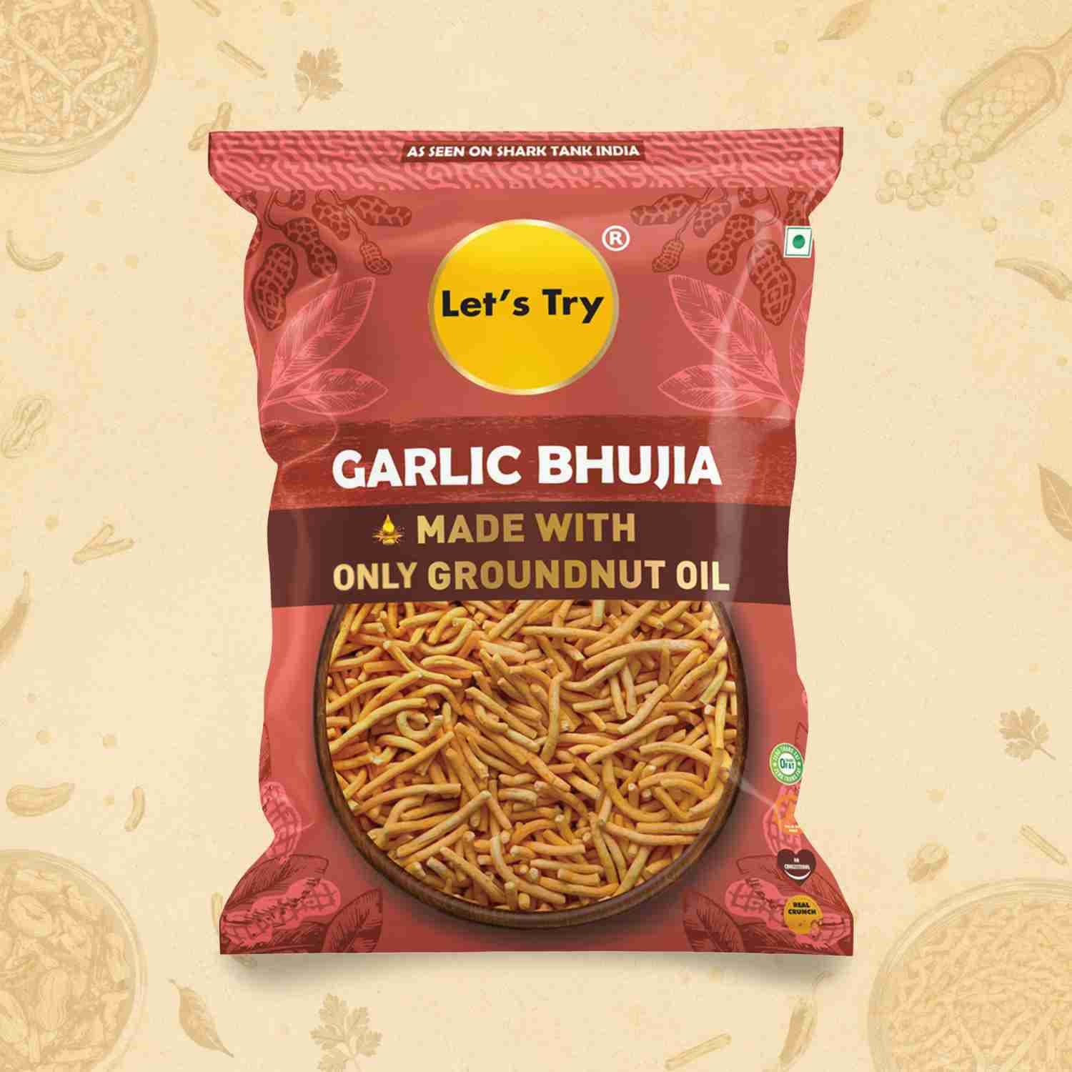 Garlic Bhujia – Healthy Namkeen, No Palm Oil, No Maida | Buy Online India | Let's Try Foods