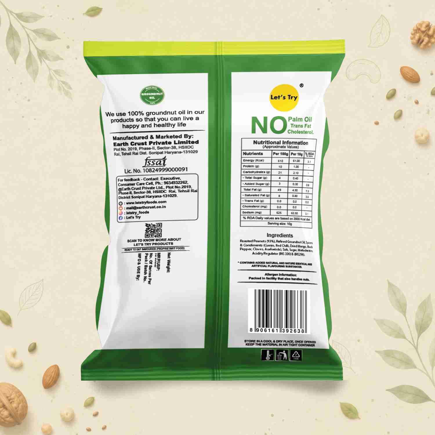 Hing Jeera Roasted Peanuts Ingredients & Nutritional Label – No Palm Oil, No Maida Clean Label Healthy Roast | Let's Try Foods