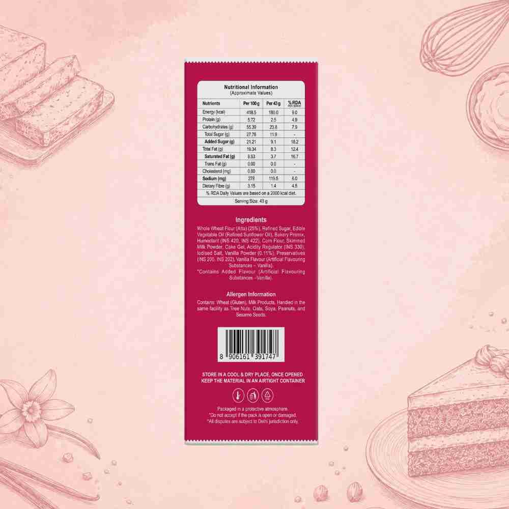 Vanilla Cake Back Label – Ingredients & Nutritional Info | Healthy Healthy Baked Snack | Let's Try Foods