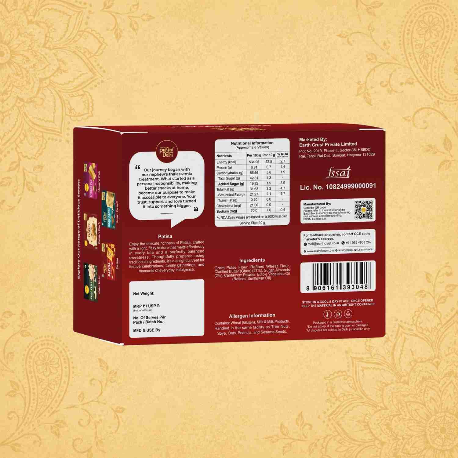 Purani Delhi - Patisa Ingredients & Nutritional Label – No Palm Oil, No Maida Clean Label Traditional Delhi | Let's Try Foods
