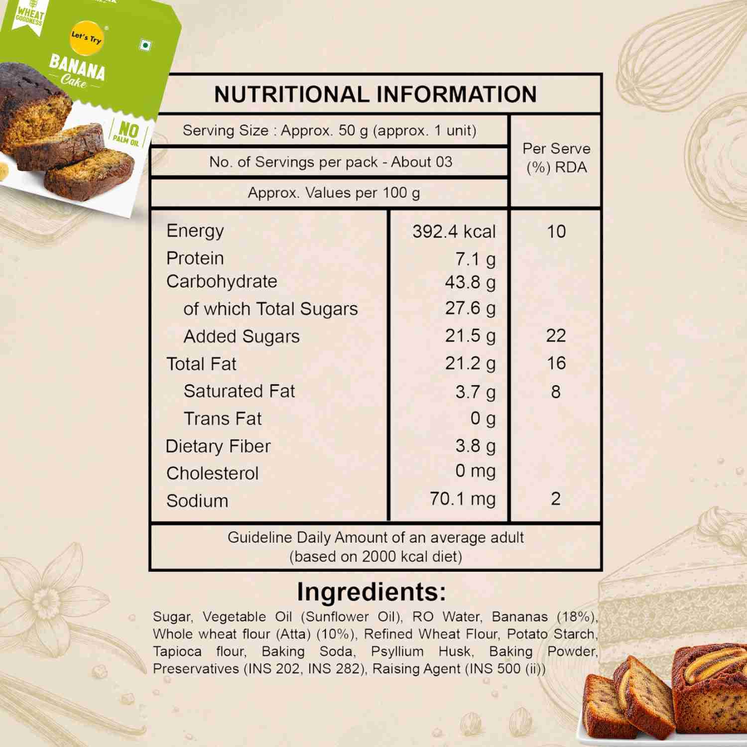 Banana Cake Nutrition Facts – Calories & Ingredients | Healthy Healthy Baked Snack | Let's Try Foods