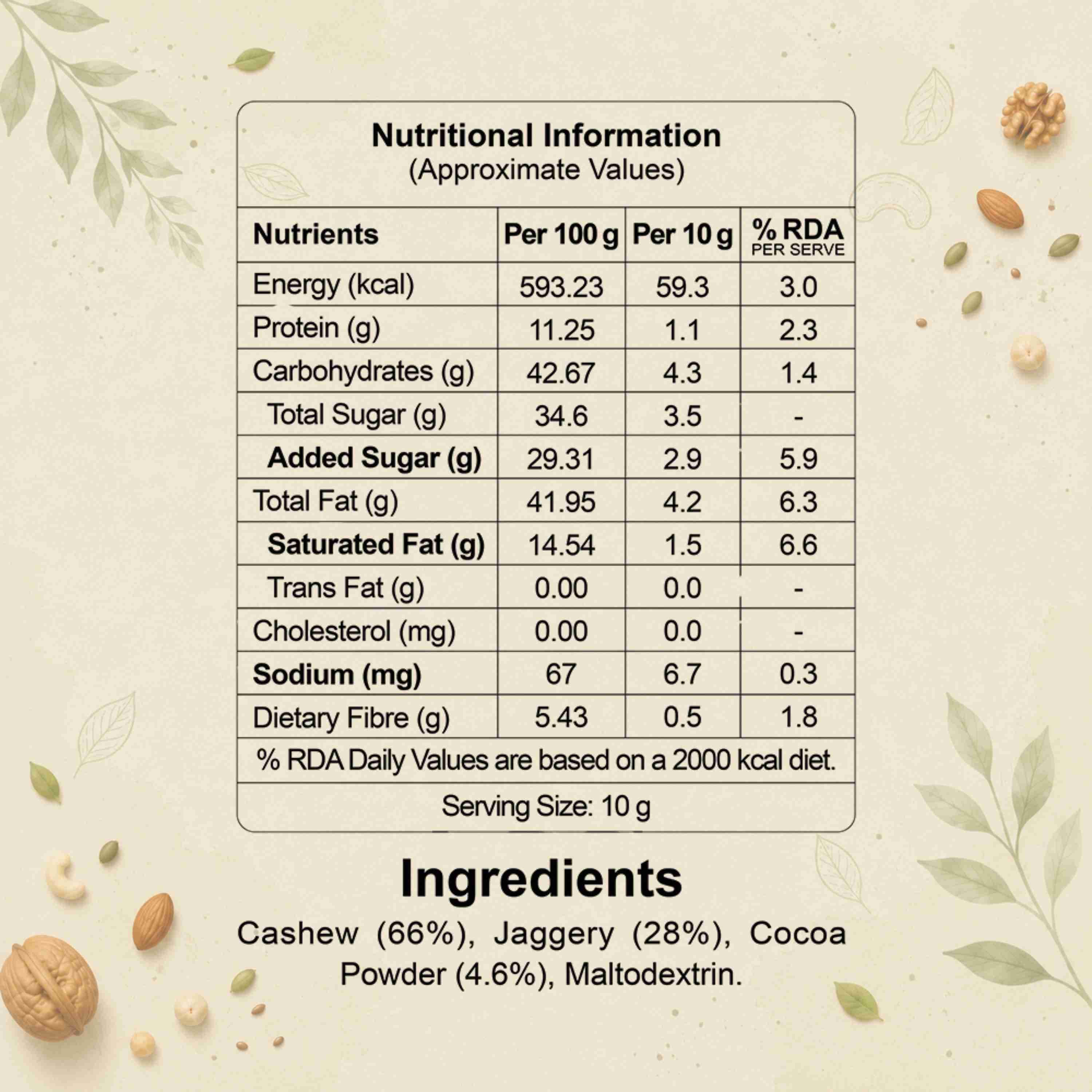 Chocolate Cashew Nutrition Facts – Calories & Ingredients | Healthy Premium Roasted Cashew | Let's Try Foods