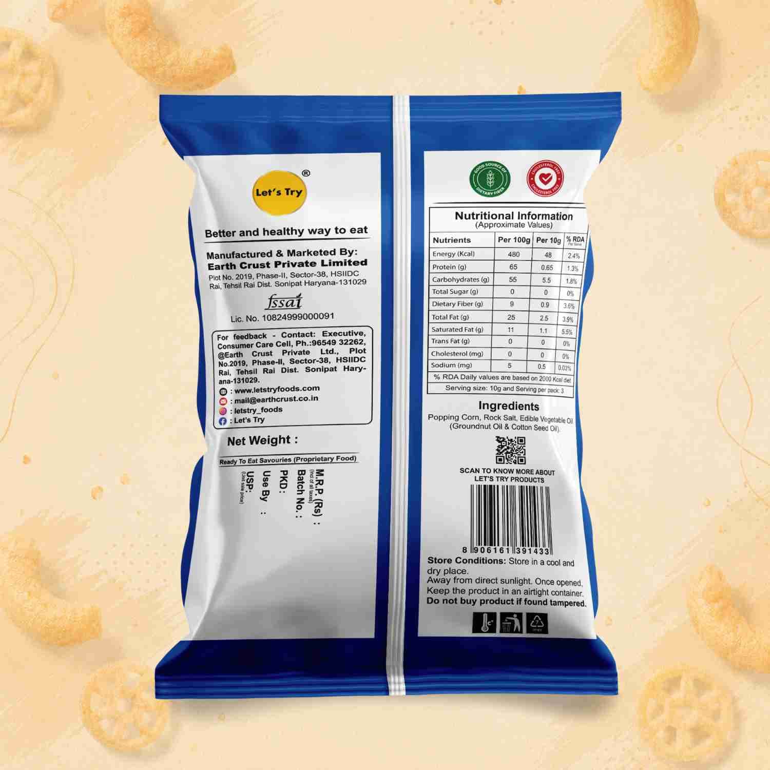 Salted Popcorn Ingredients & Nutritional Label – No Palm Oil, No Maida Clean Label Healthy Popcorn | Let's Try Foods