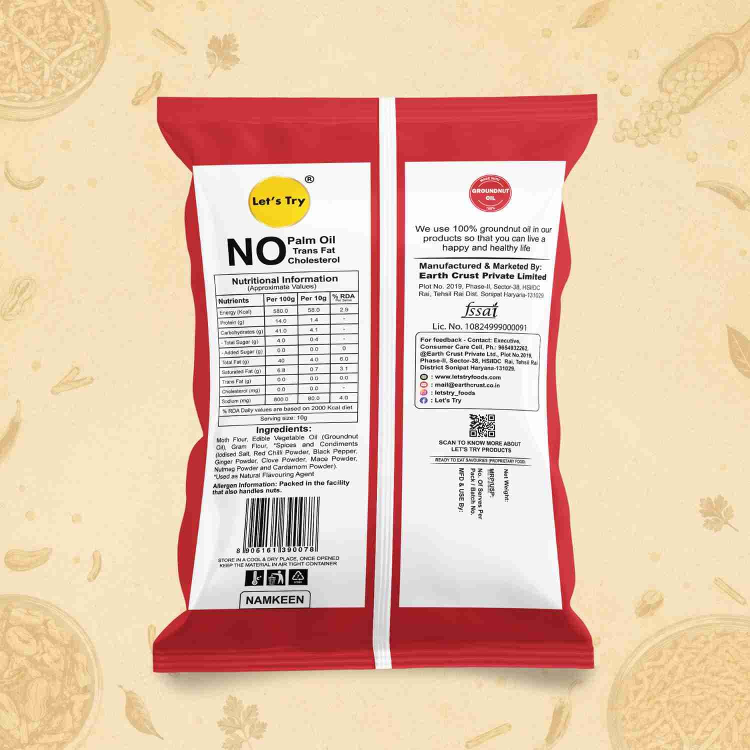 Bhujia Ingredients & Nutritional Label – No Palm Oil, No Maida Clean Label Healthy Namkeen | Let's Try Foods