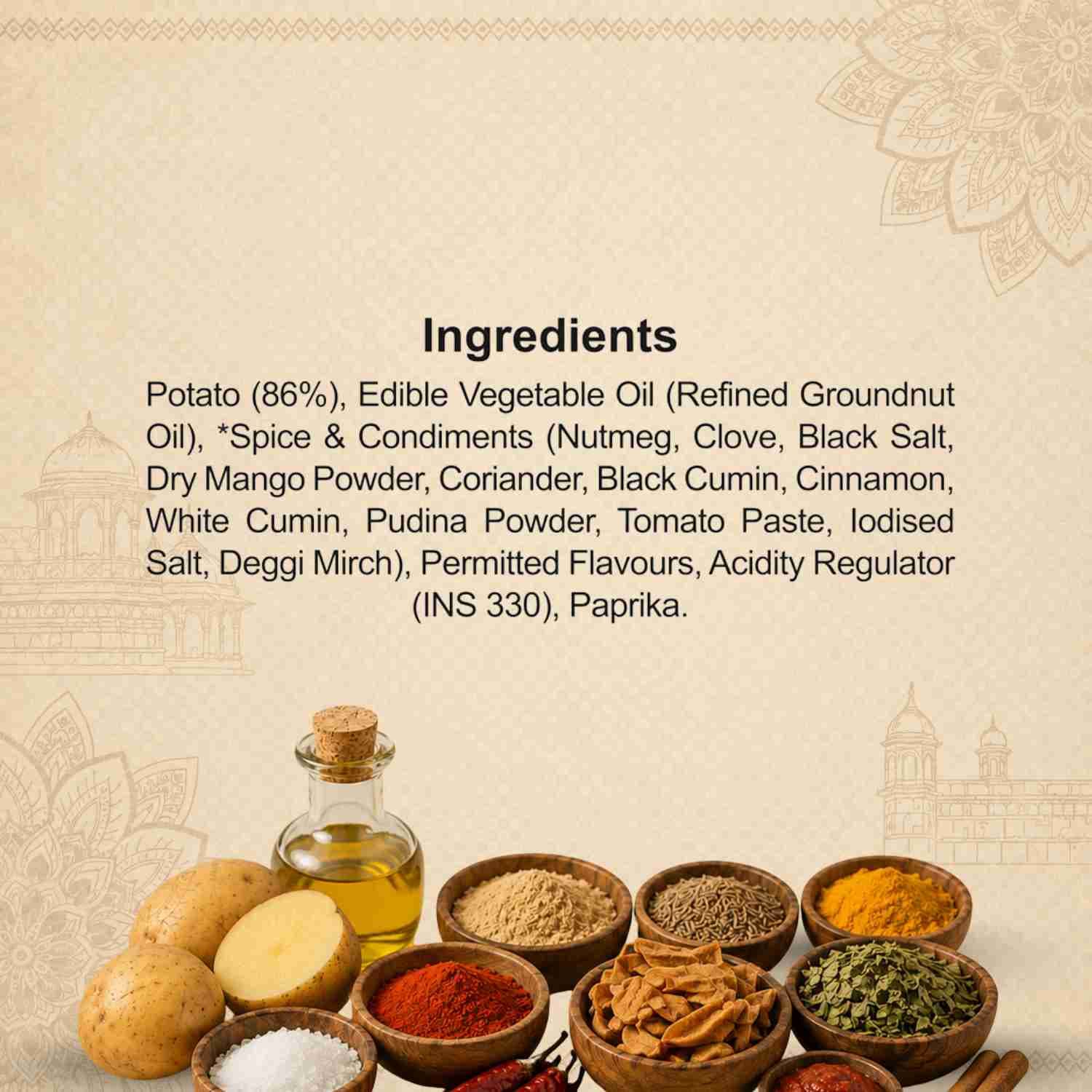 Signature Aloo Lachaa Ingredients – Calories & Ingredients | Healthy Healthy Namkeen | Let's Try Foods