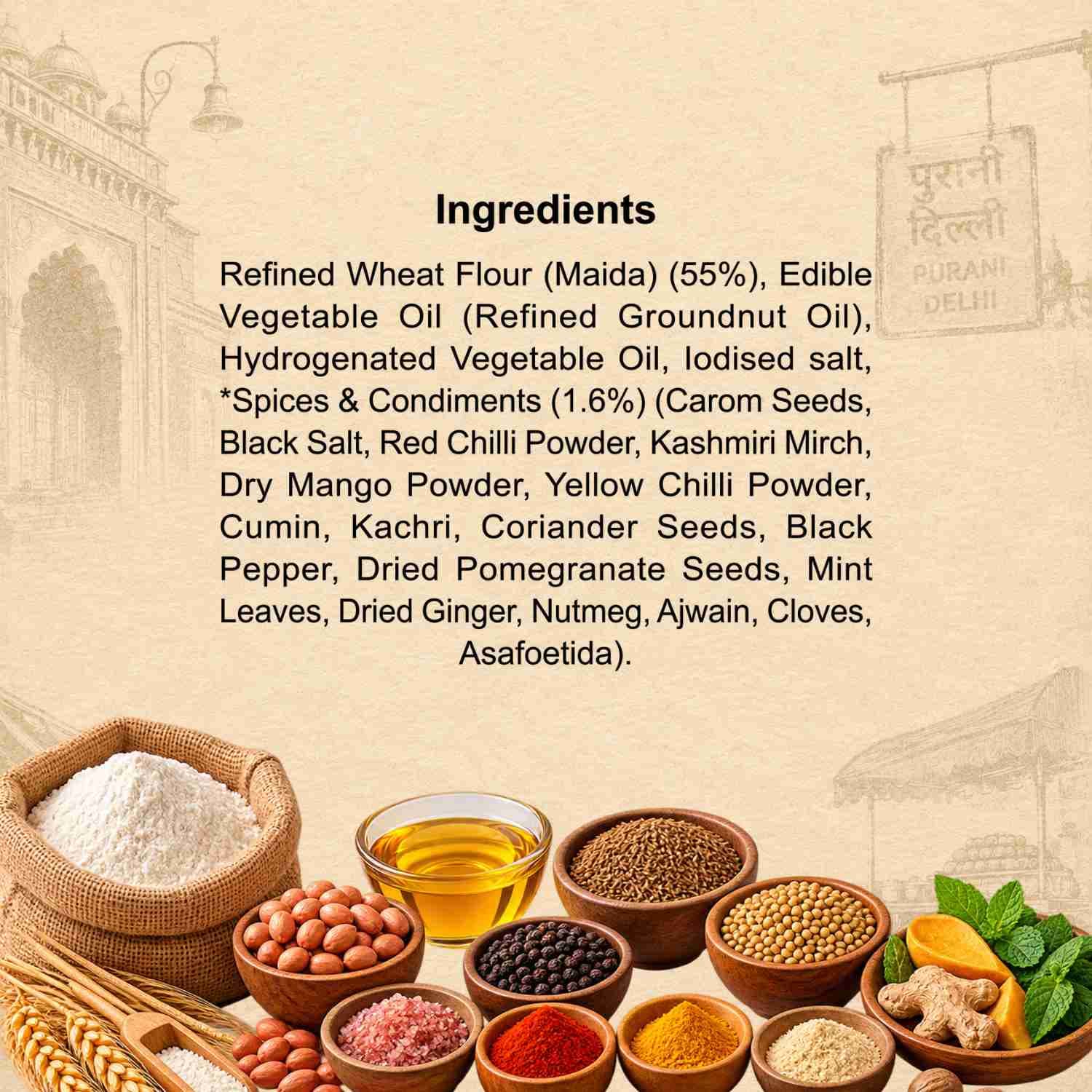 Purani Delhi - Masala Namakpare Nutrition Facts – Ingredients | Healthy Healthy Namkeen | Let's Try Foods